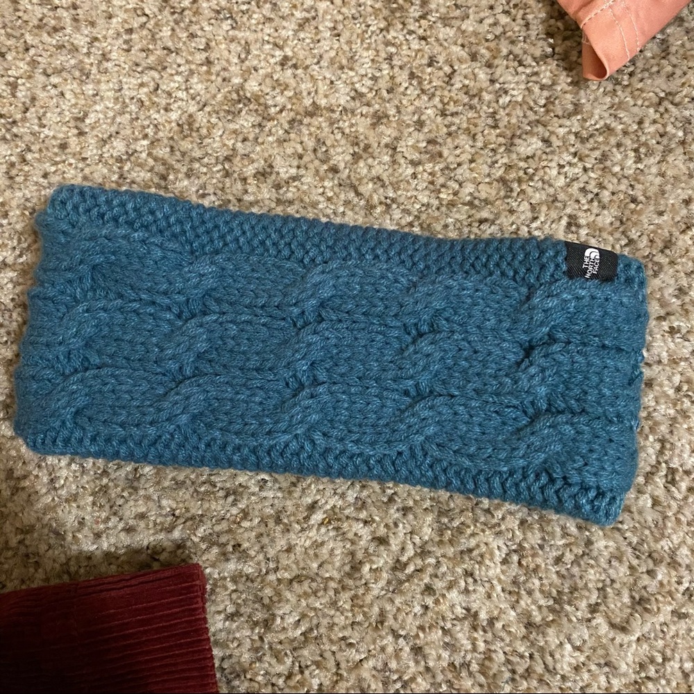 The north face blue fleece headband teal hair gift outdoors winter ski snow